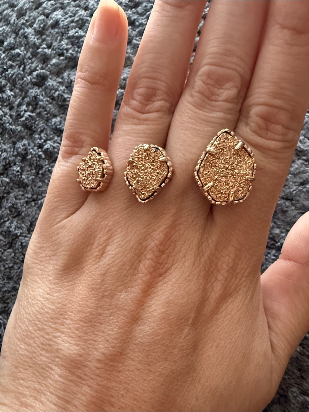 Kendra Scott Rose Gold Druzy Trio Stackable Rings